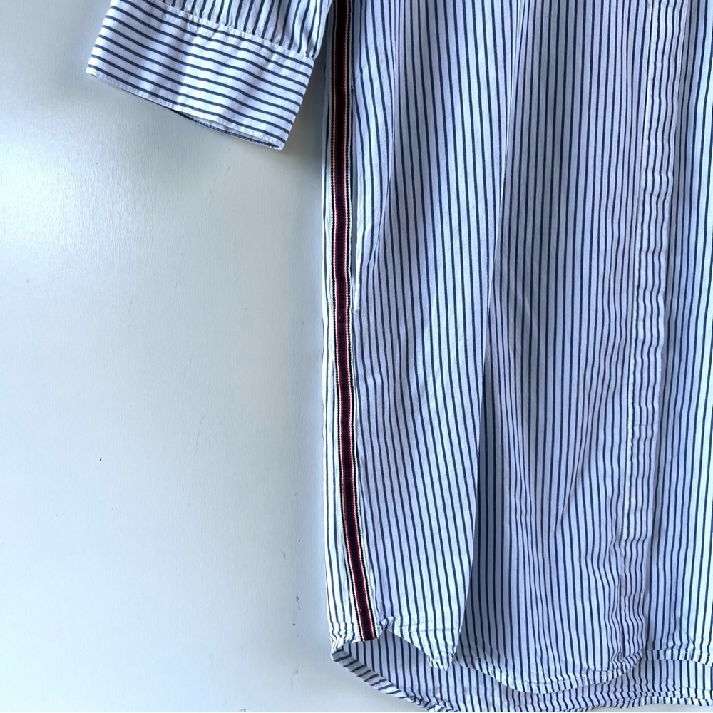Sundry Striped Shirt Dress Embroidered Heart White Blue Size 1 - Small - Picture 9 of 12